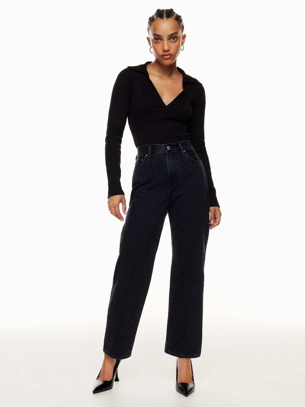 Denim Forum Women's Straight-Leg Jeans in Black
